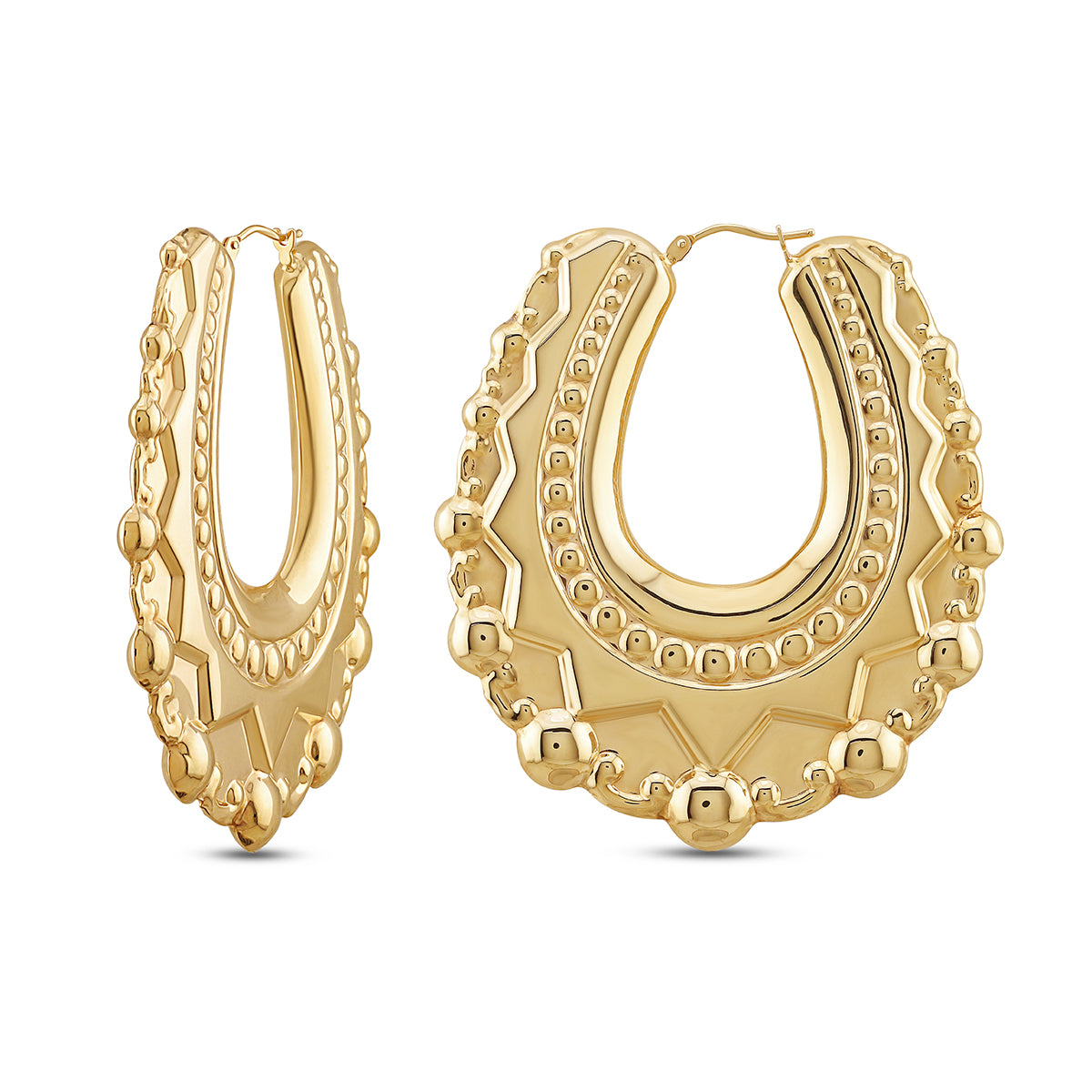9ct Yellow Gold Extra Large Oval Creole Earrings