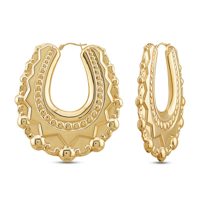 9ct Yellow Gold Extra Large Oval Creole Earrings
