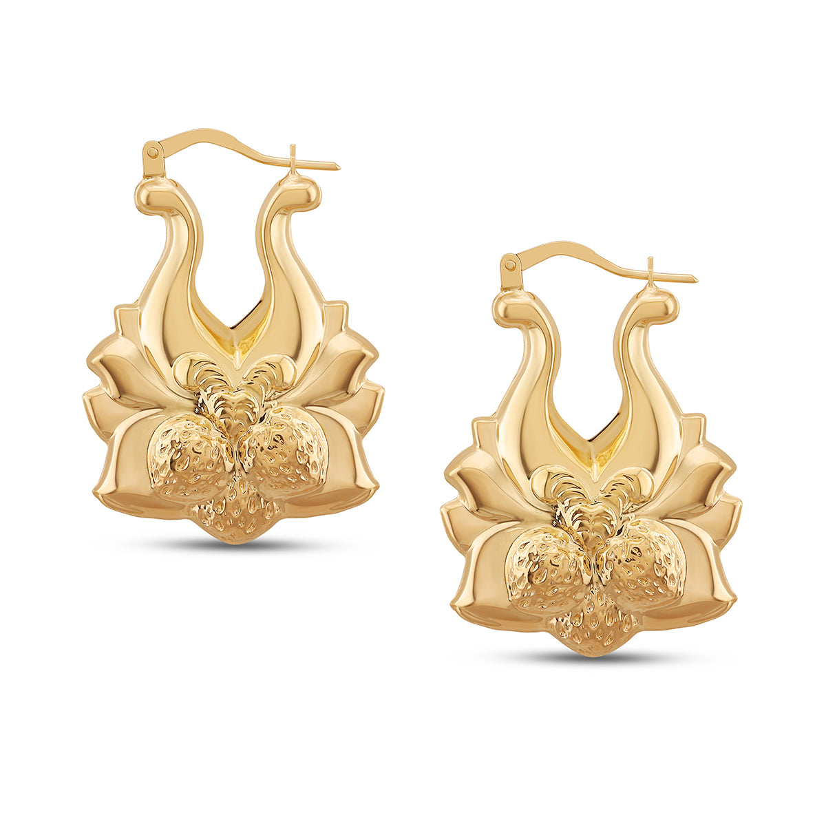 9ct Yellow Gold Strawberry Creole Earrings