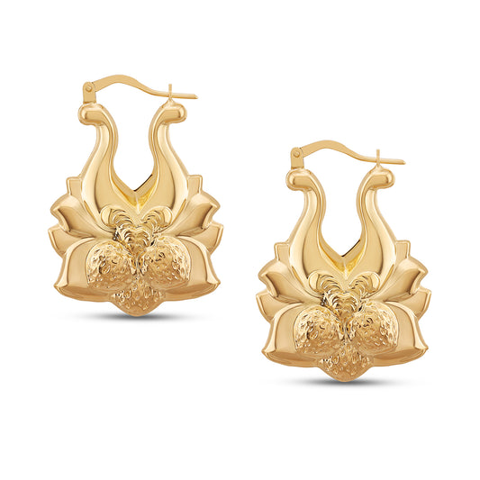 9ct Yellow Gold Strawberry Creole Earrings
