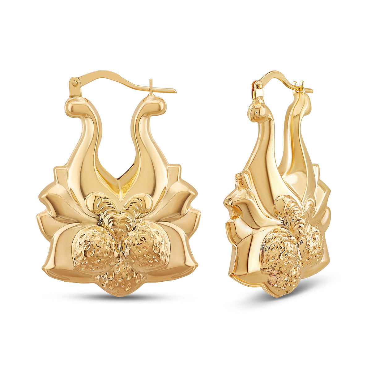 9ct Yellow Gold Strawberry Creole Earrings