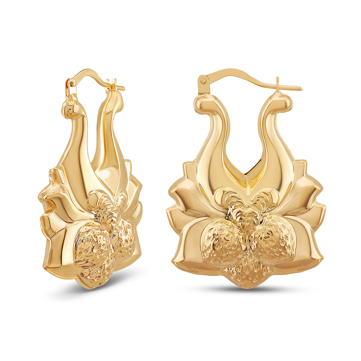 9ct Yellow Gold Strawberry Creole Earrings