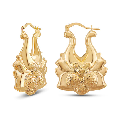 9ct Yellow Gold Strawberry Creole Earrings