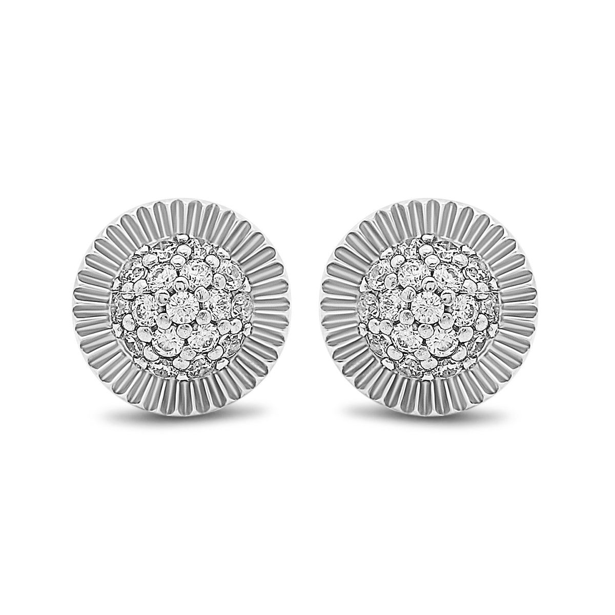 9ct White Gold Gold Small Rolex Style Gemset Stud Earrings