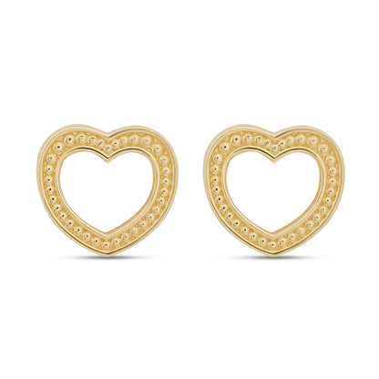 9ct Yellow Gold Large Heart Earrings