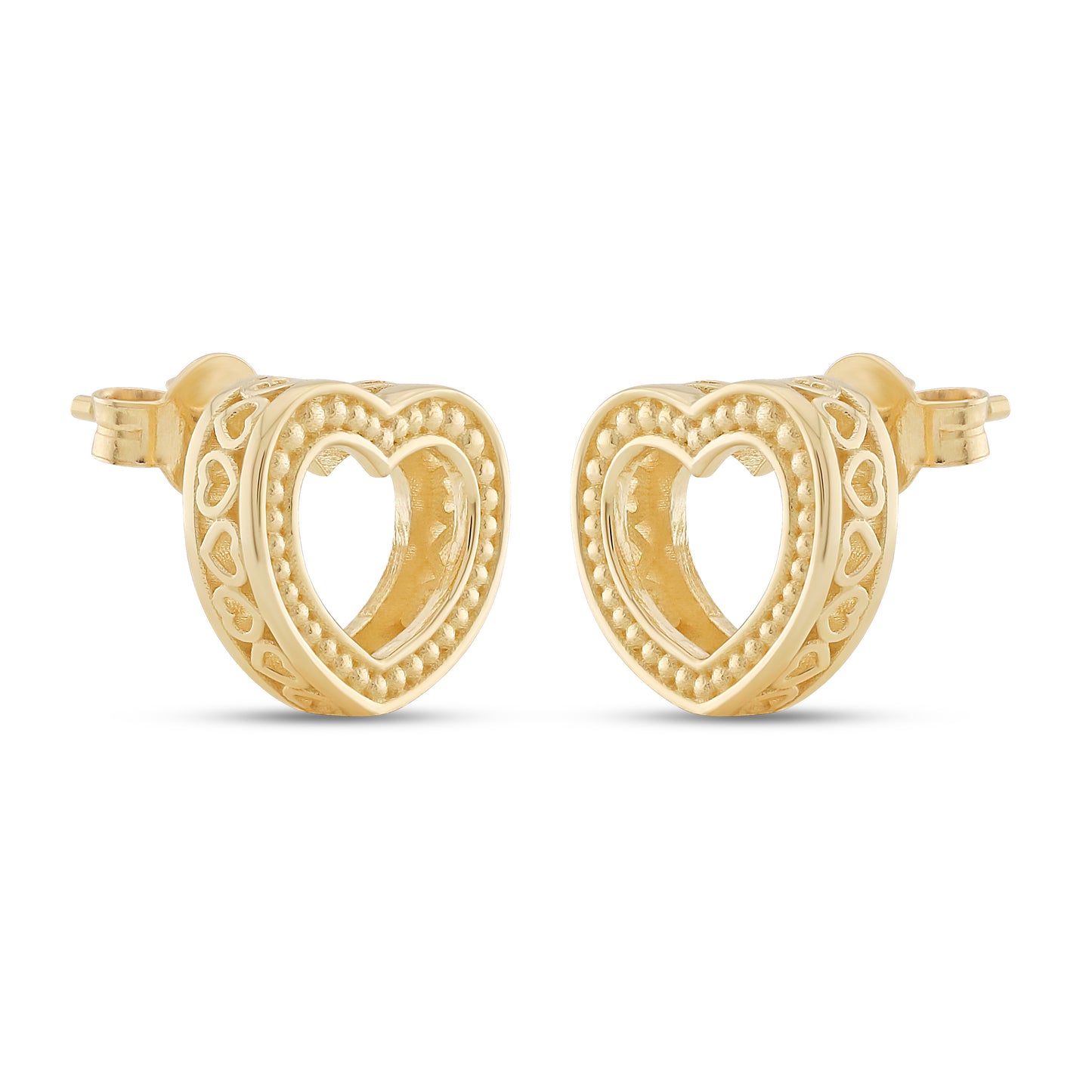 9ct Yellow Gold Large Heart Earrings