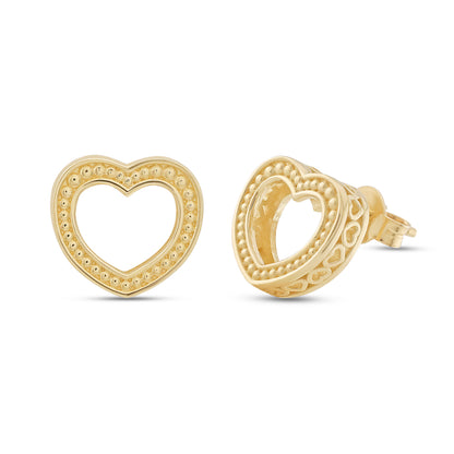 9ct Yellow Gold Large Heart Earrings