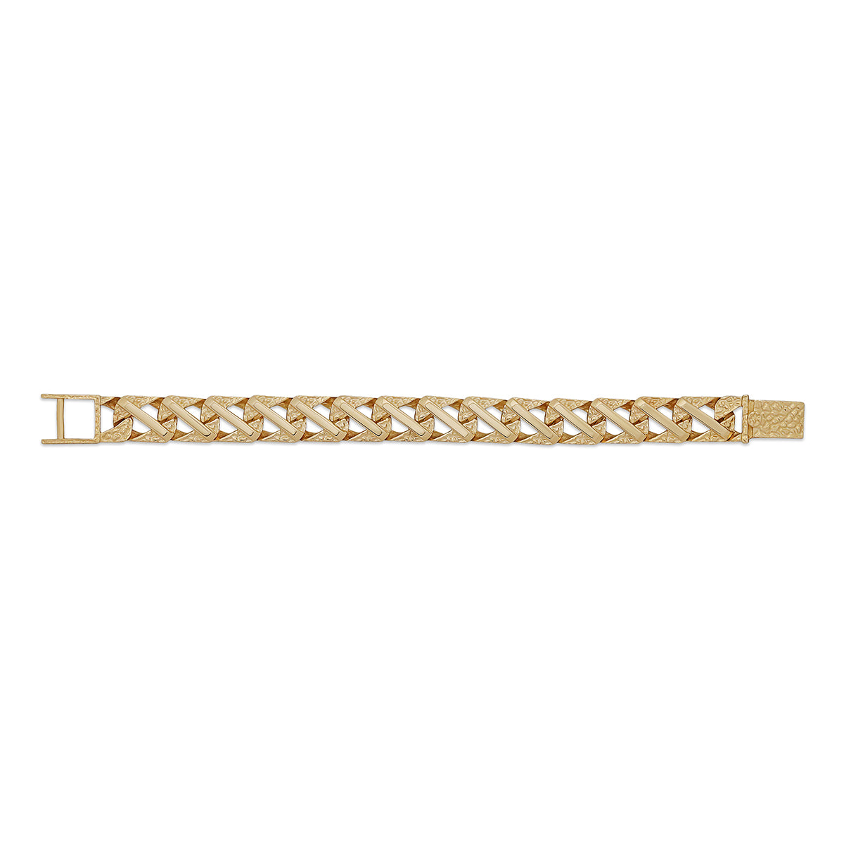 9ct Yellow Gold Textured Bar Bracelet- 8.5"