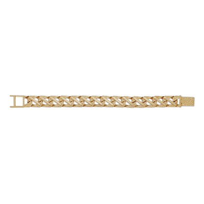 9ct Yellow Gold Textured Bar Bracelet- 8.5"