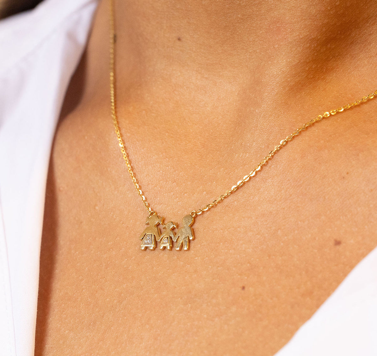 9ct Yellow Gold Family Gem Set Necklace-16"