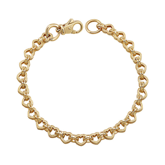 9ct Yellow Gold Small Heart Belcher Bracelet
