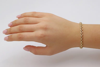9ct Yellow Gold Small Heart Belcher Bracelet