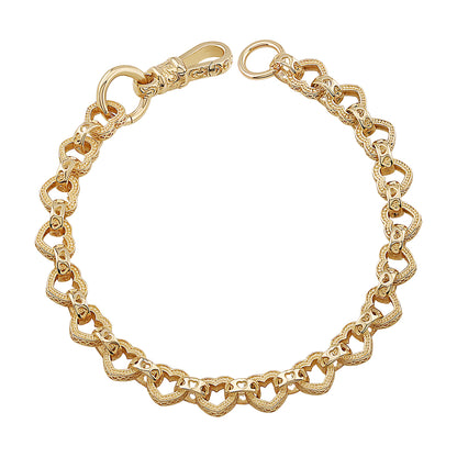 9ct Yellow Gold Medium Heart Belcher Bracelet