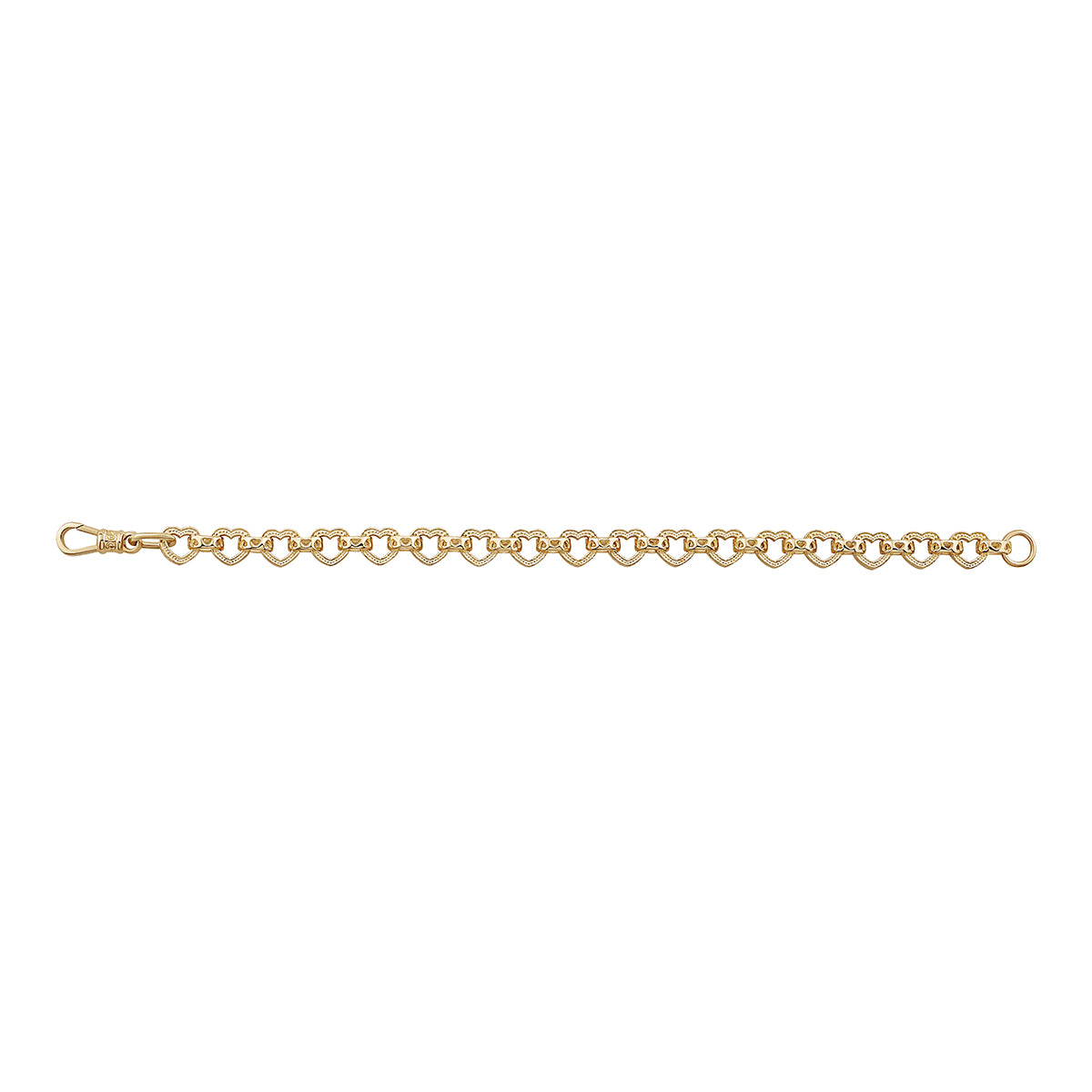9ct Yellow Gold Large Heart Belcher Bracelet