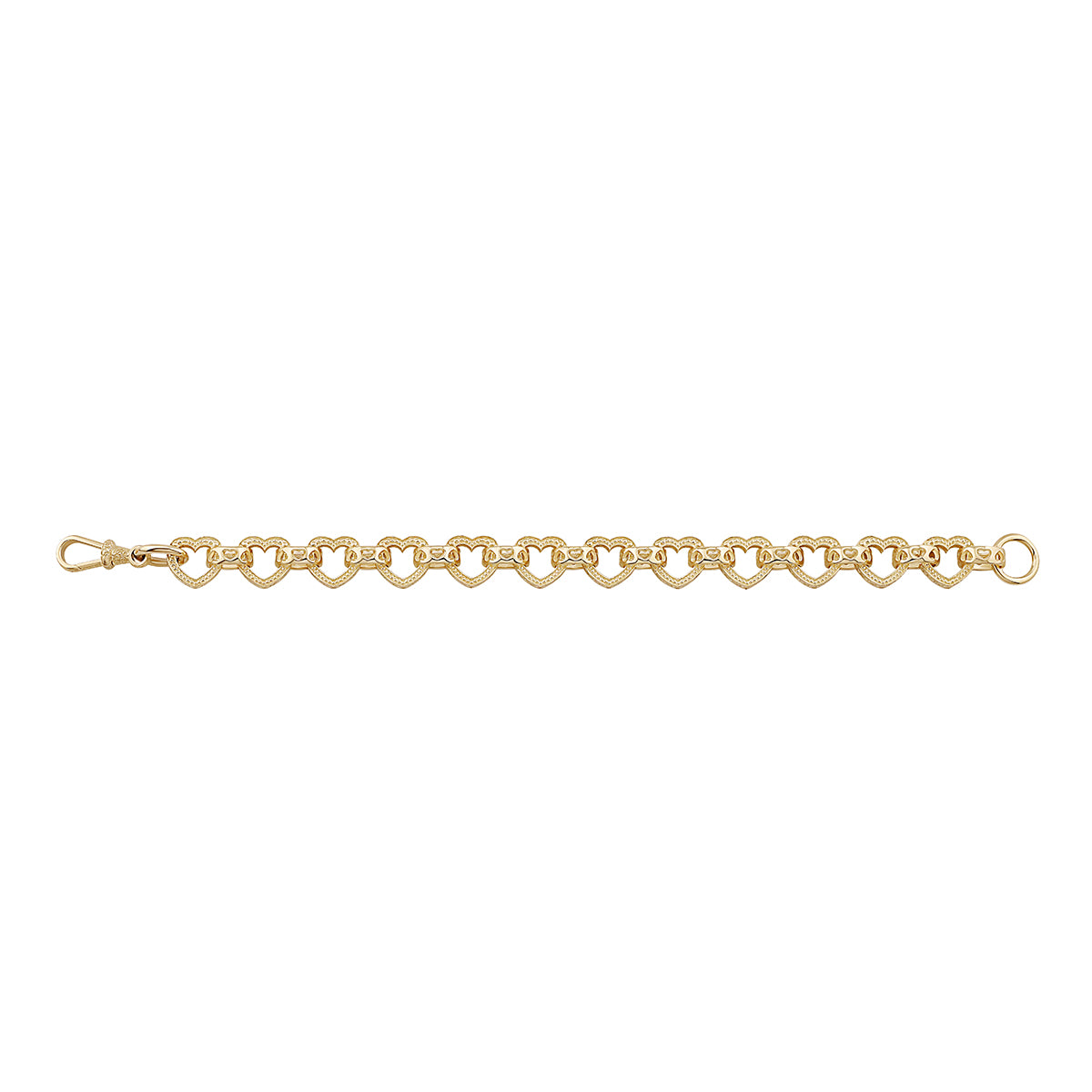 9ct Yellow Gold Extra Large Heart Belcher Bracelet