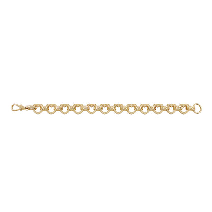 9ct Yellow Gold Extra Large Heart Belcher Bracelet