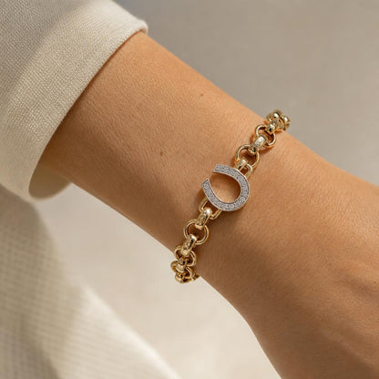 9ct Yellow Gold Gemset Horseshoe Belcher Bracelet