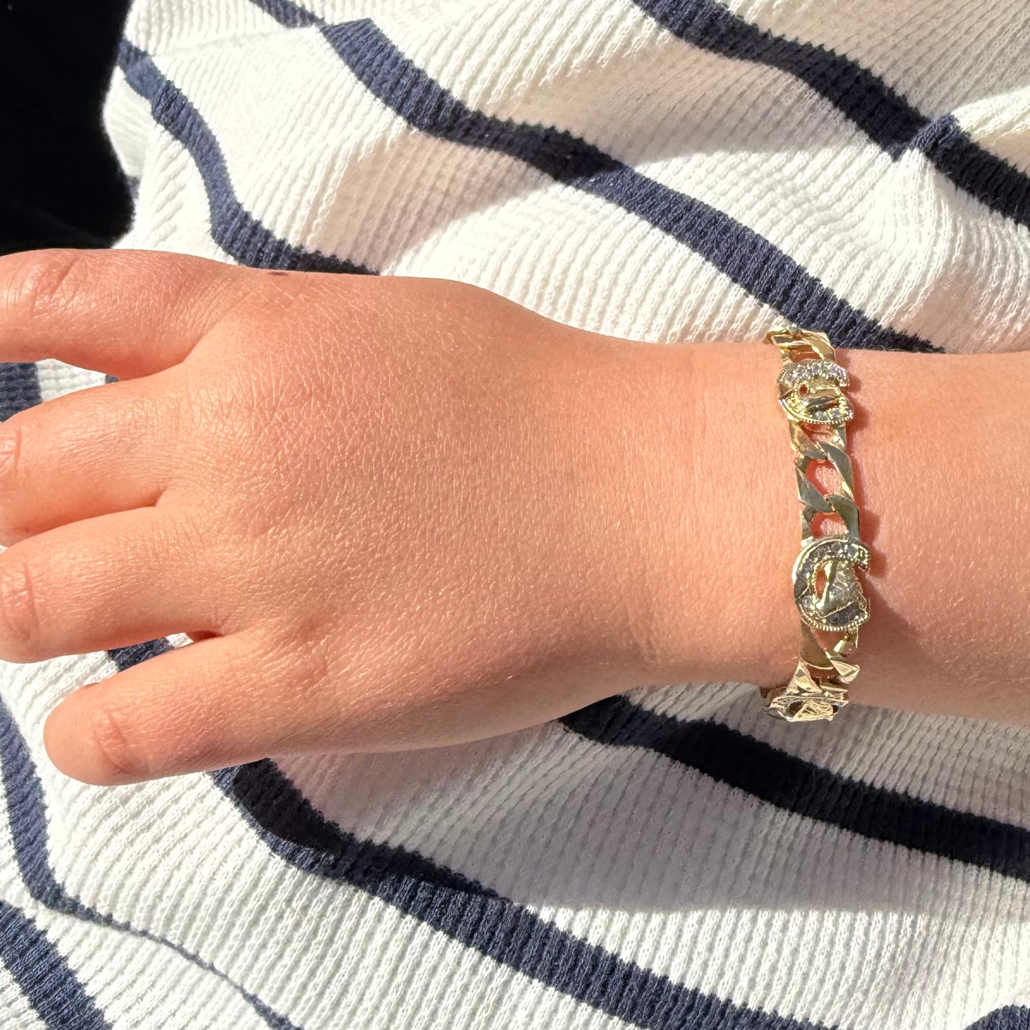9ct Yellow Gold Gemset Horseshoe Link Bracelet