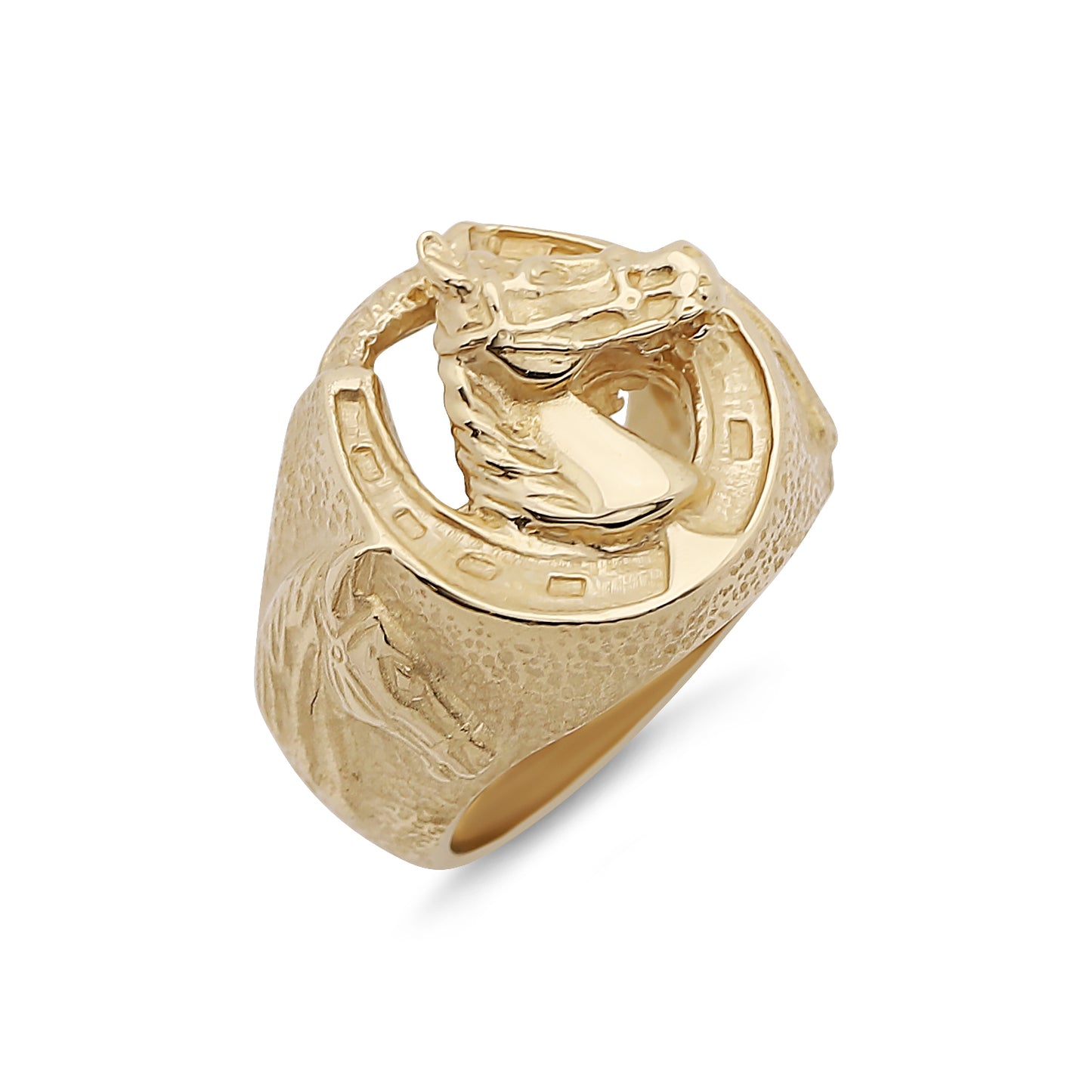 9ct Yellow Gold Horseshoe Horse Head Ring