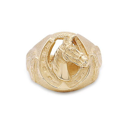 9ct Yellow Gold Horseshoe Horse Head Ring