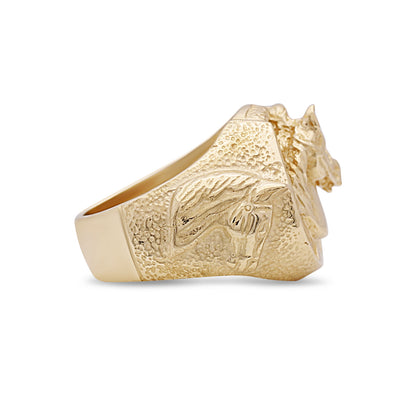 9ct Yellow Gold Horseshoe Horse Head Ring