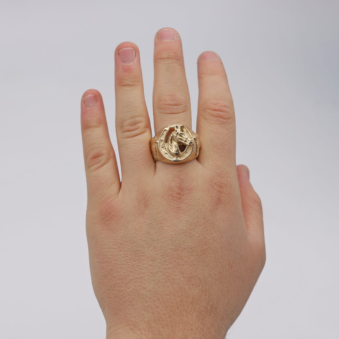 9ct Yellow Gold Horseshoe Horse Head Ring