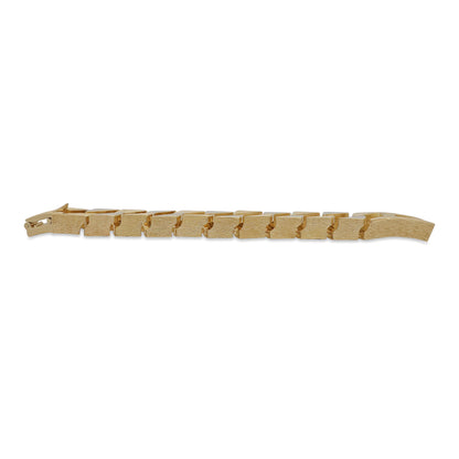 9ct Yellow Gold Extra Heavy Plain And Barked 30mm Link Bracelet- 10.5"