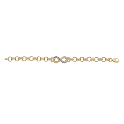 9ct Yellow Gold Gem Set Infinity Belcher Link Bracelet-6.5"
