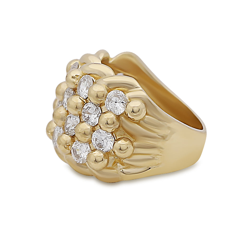 9ct Yellow Gold Gemset 4 Row Small Keeper Ring