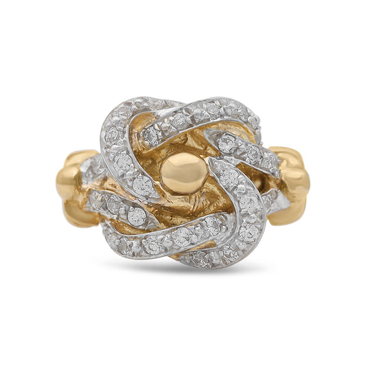 9ct Yellow Gold CZ Medium Sized Knot Ring