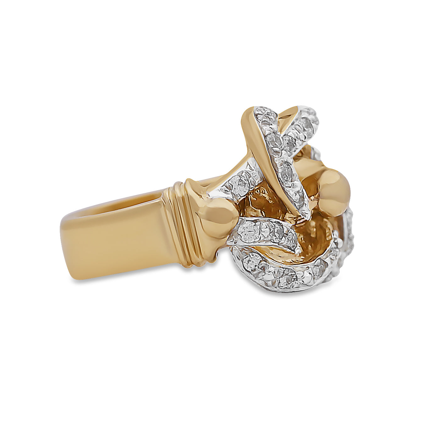 9ct Yellow Gold CZ Medium Sized Knot Ring