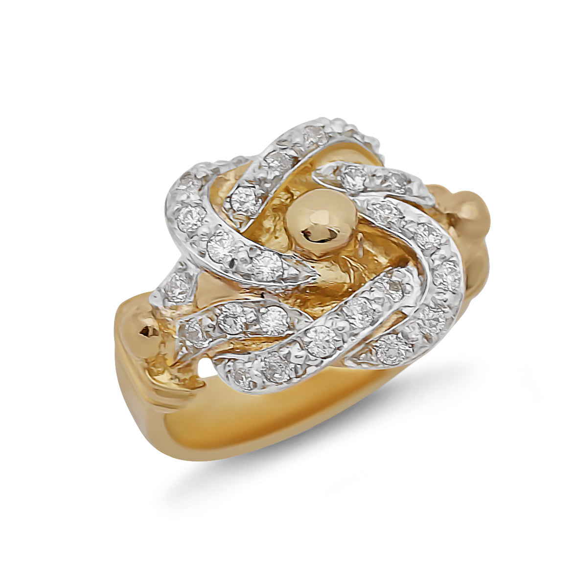 9ct Yellow Gold CZ Medium Sized Knot Ring