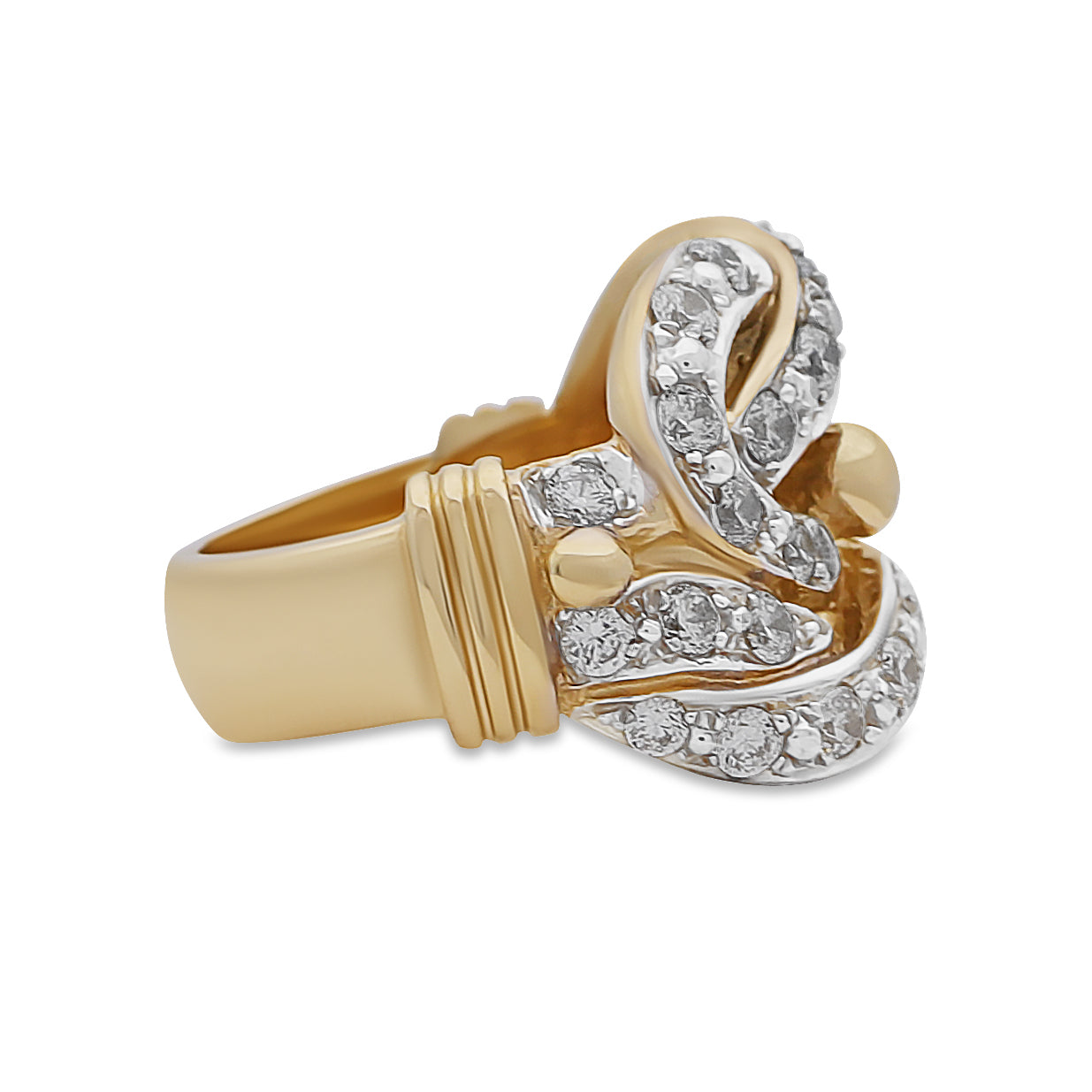 9ct Yellow Gold CZ Gents Knot Ring