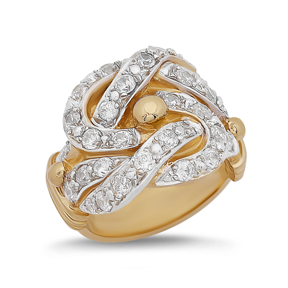 9ct Yellow Gold CZ Gents Knot Ring