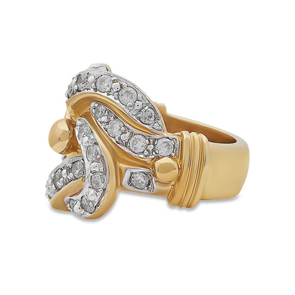 9ct Yellow Gold CZ Large Knot Ring