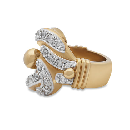 9ct Yellow Gold CZ Extra Large Knot Ring