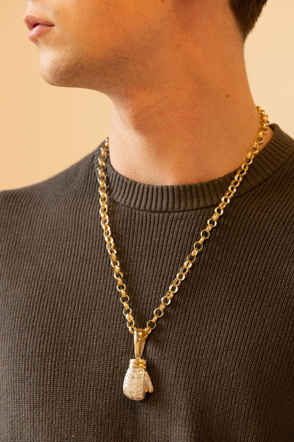 9ct Yellow Gold Gem-Set Extra Large Right Hand Boxing Glove Pendant