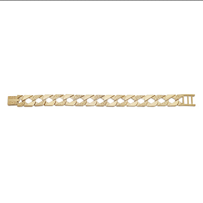 9ct Yellow Gold Scroll Square/Ornate  Curb 13.5mm Bracelet - 8.5"