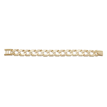 9ct Yellow Gold Scroll Square/Ornate  Curb 15mm Bracelet - 8.5"