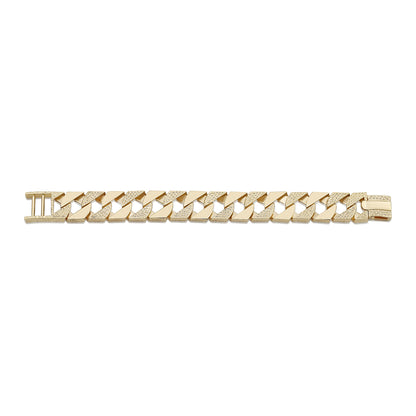 9ct Yellow Gold Textured Square Curb 18.5mm Bracelet -8.5"