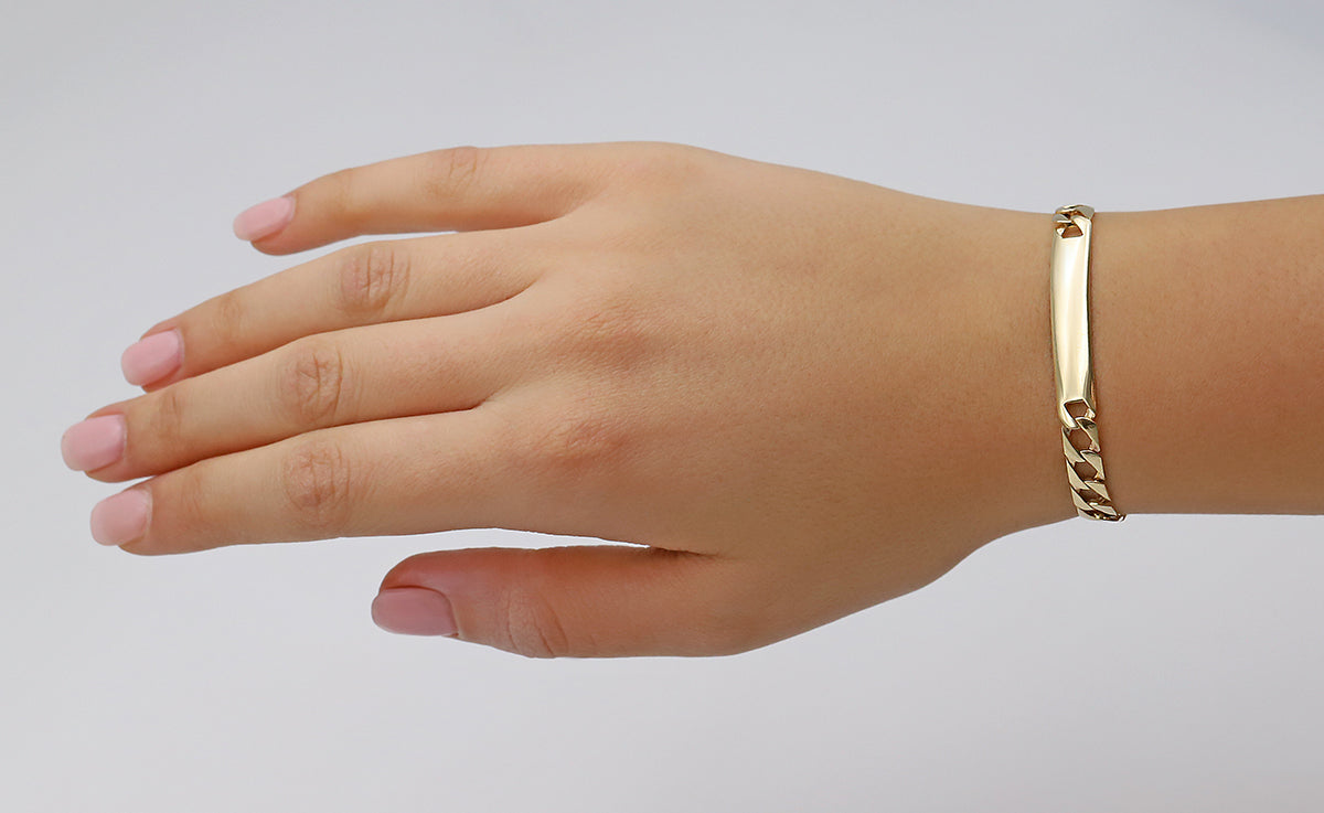 9ct Yellow Gold ID Curb Bracelet- 6.5"