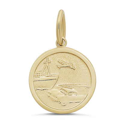 9ct Yellow Gold St Christopher Round Pendant