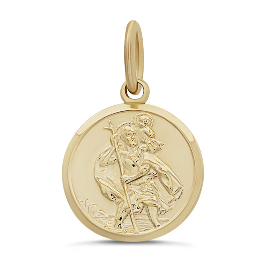 9ct Yellow Gold Small St Christopher Round Pendant