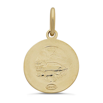9ct Yellow Gold Small St Christopher Round Pendant