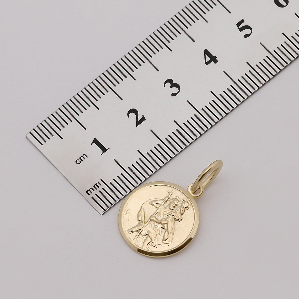 9ct Yellow Gold Small St Christopher Round Pendant