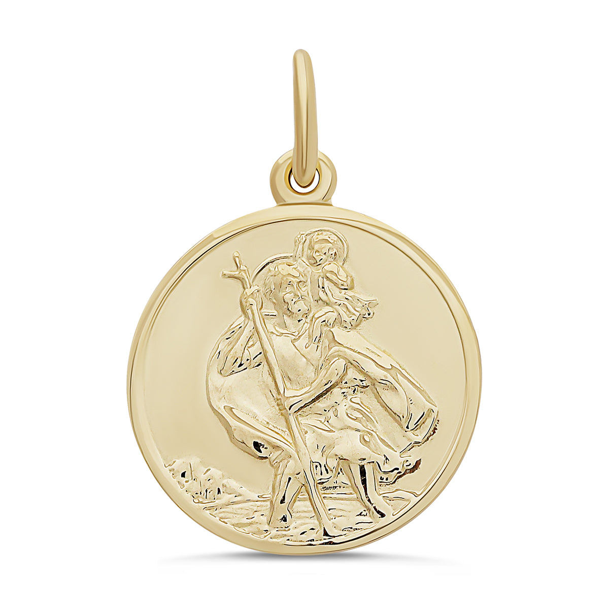 9ct Yellow Gold Medium St Christopher Round Pendant