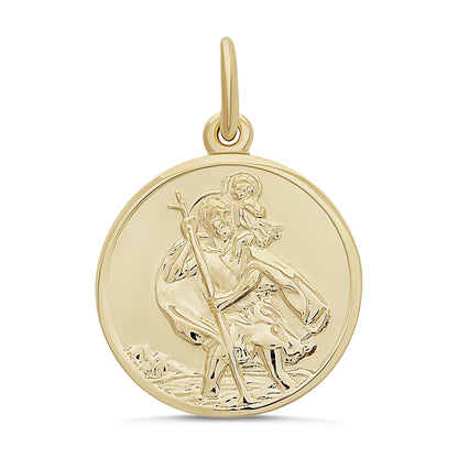 9ct Yellow Gold Medium St Christopher Round Pendant