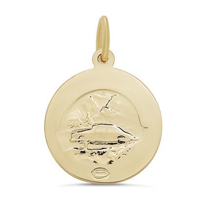 9ct Yellow Gold Medium St Christopher Round Pendant