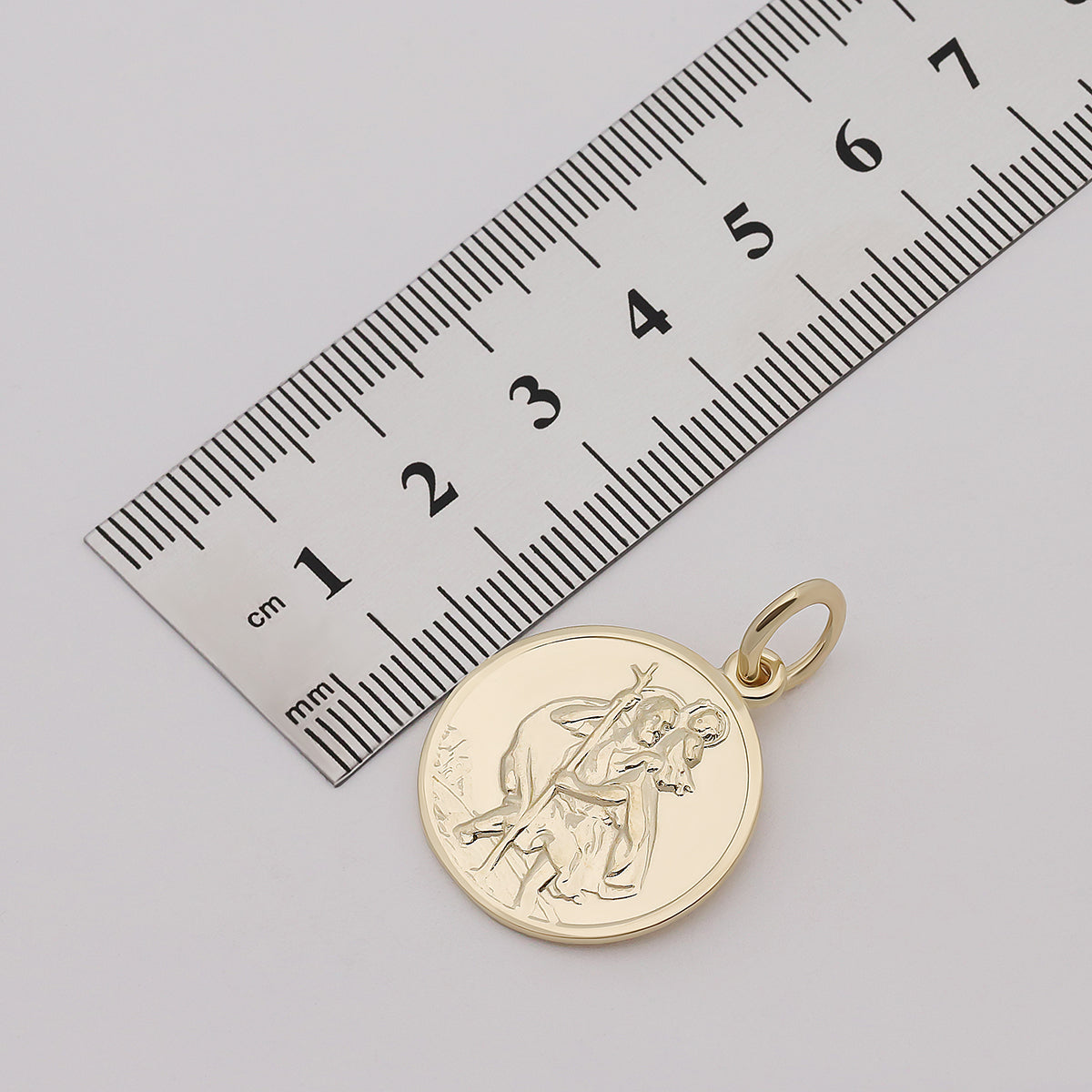 9ct Yellow Gold Medium St Christopher Round Pendant