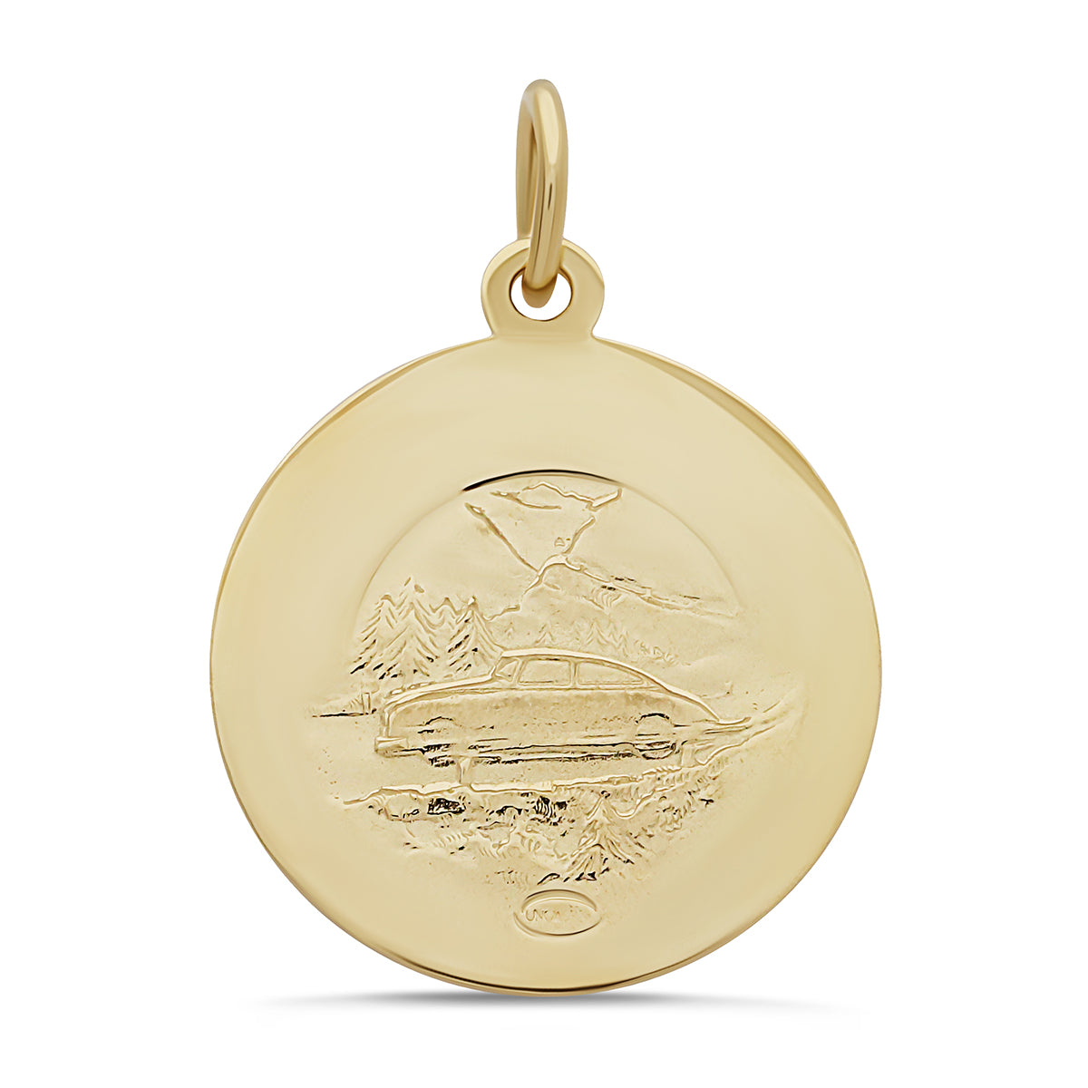 9ct Yellow Gold Large St Christopher Round Pendant